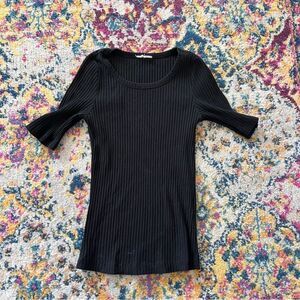 90s vintage blakc ribbed minimalist minimal basic top